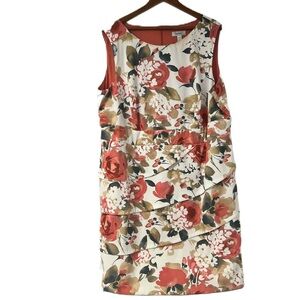 Dressbarn Woman's sz 22 Coral green floral spring summer sleeveless jumper date